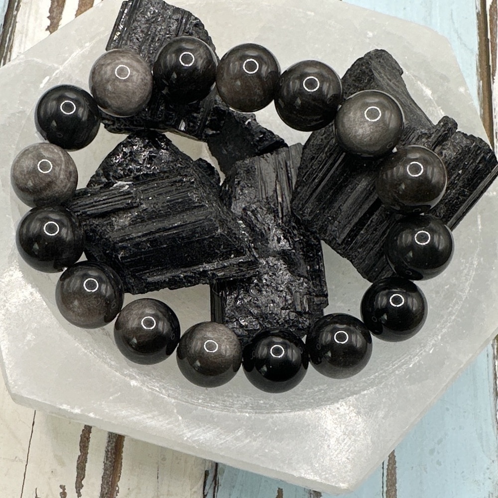 Chunky golden obsidian beaded bracelet